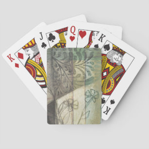 Garten-Platte mit Blätter, Blumen und Gras Spielkarten