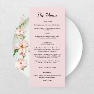 Garten-Rosa Hochzeitsmenü Menükarte
