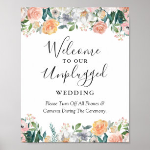 Garten-Rosen-Unplugged-Hochzeitsschild Poster