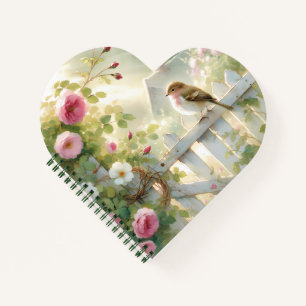 Garten-Rosen-Vogel-Aquarell-Szene Notizbuch