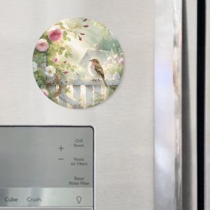 Garten-Rosen-Vogel-Aquarellszene Magnet