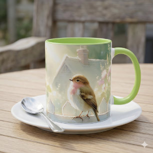Garten-Rosen-Vogel-Aquarellszene Tasse