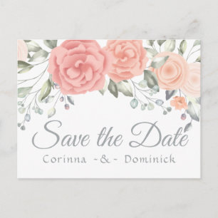 Garten Save The Date Rosa Rosen Verlobungsblumen Postkarte