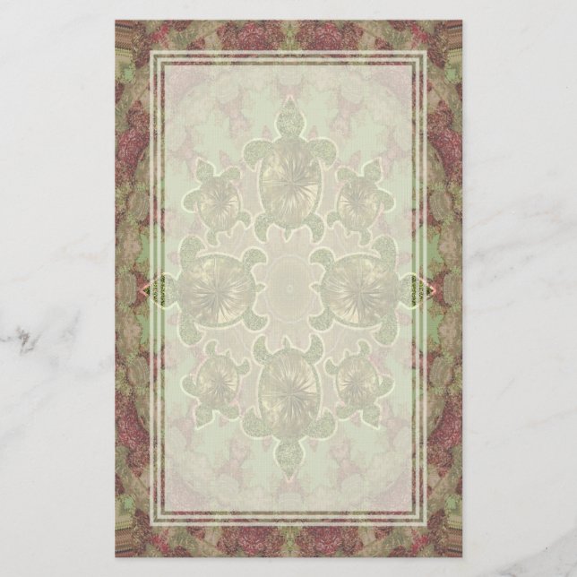 Garten-Schildkröte-Muster-Raum-Briefpapier Briefpapier (Vorderseite)