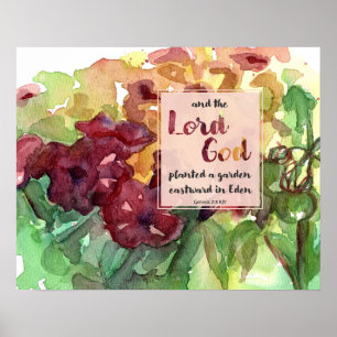 Garten-Schrift Genesis Petunie Blumen Poster