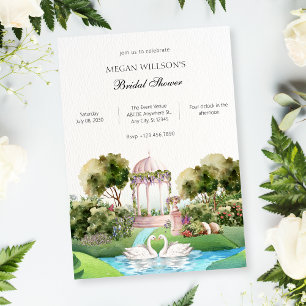 Garten-Schwan minimalistische elegante Brautparty Einladung