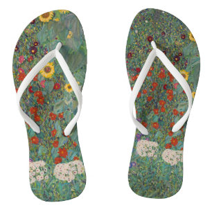 Garten Sonnenblumen von Gustav Klimt Malerei Flip Flops