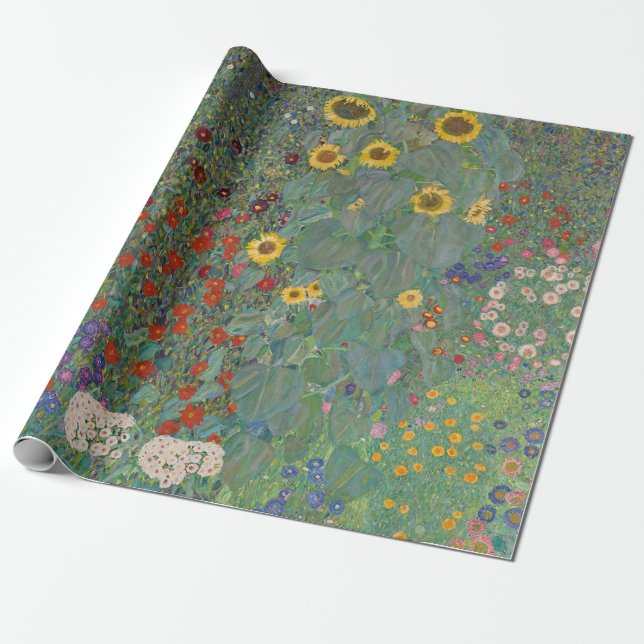 Garten Sonnenblumen von Gustav Klimt Malerei Geschenkpapier (Ungerollt)