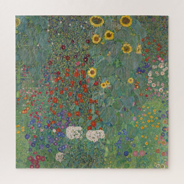 Garten Sonnenblumen von Gustav Klimt Malerei Puzzle (Vertikal)