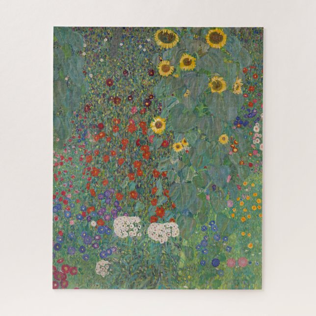 Garten Sonnenblumen von Gustav Klimt Malerei Puzzle (Vertikal)