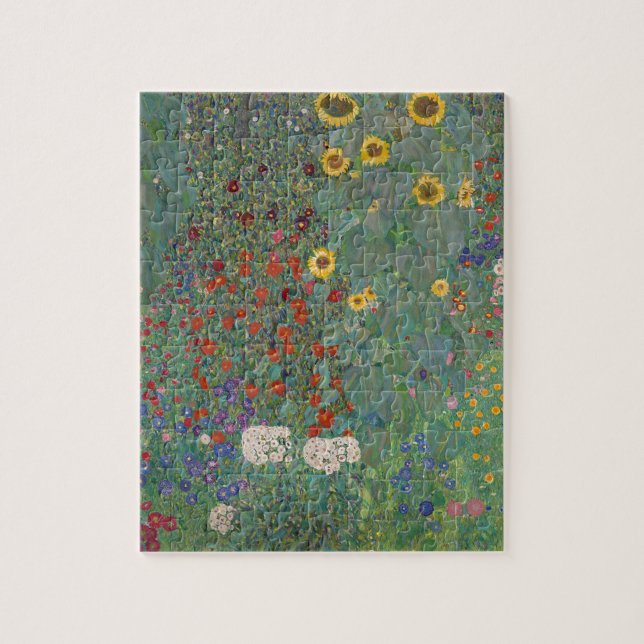 Garten Sonnenblumen von Gustav Klimt Malerei Puzzle (Vertikal)