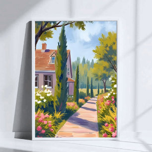 Garten Spaziergang Ölmalerei Floral Wasserfarben Poster