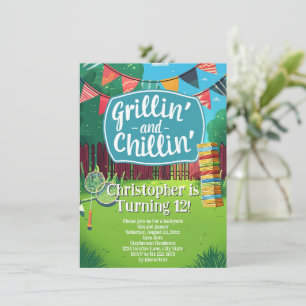 Garten Spiele Grillen BBQ Geburtstagsfeier Einladung