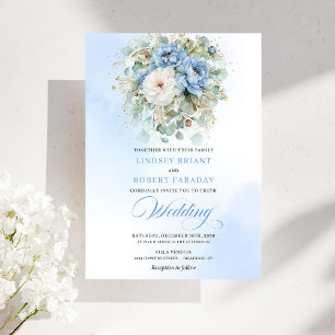 Garten Staubblau Weiße Blumen Hochzeit Download Einladung