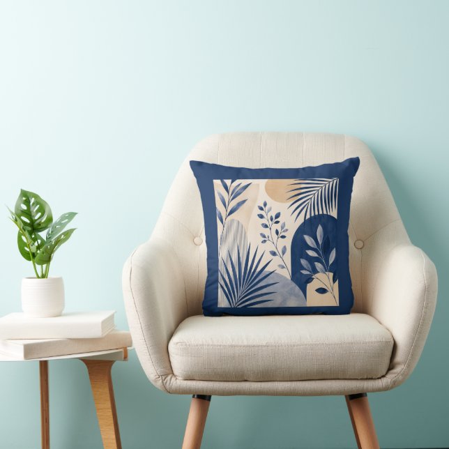 Gärten Syracuse Abstract Navy Leaf Kissen (Stuhl )