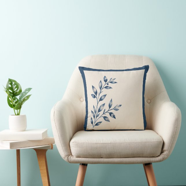 Gärten Syracuse Minimalist Blue Leaf Kissen (Stuhl )