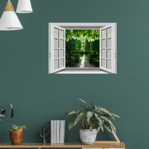Garten Szene Falsche Fensteransicht 3D Poster
