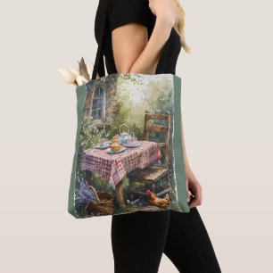 Garten-Tee-Morgen im Cottage-Wasserfarbenstil