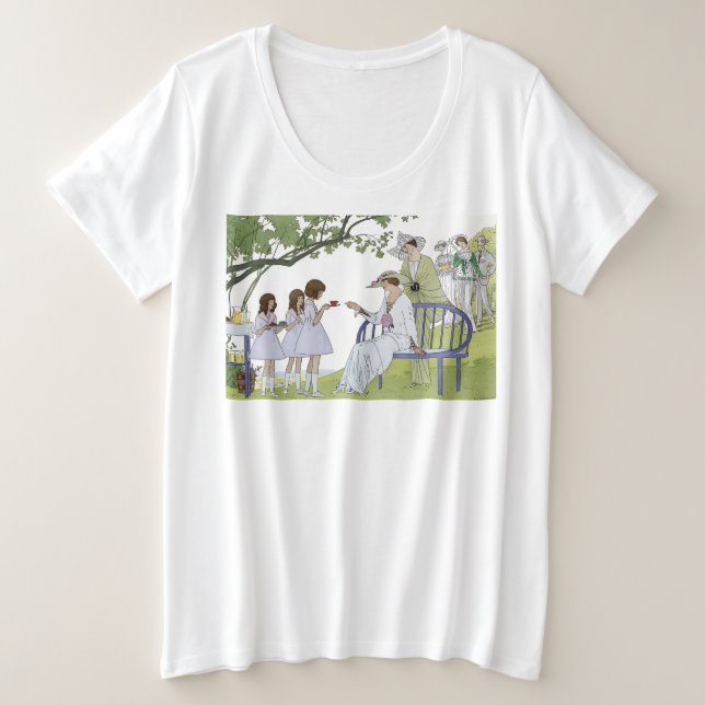 Garten-Teeparty Große Größe T-Shirt (Design vorne)