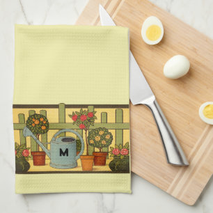 Garten-Topfpflanzen-Fries im Stil des Arts & Craft Geschirrtuch