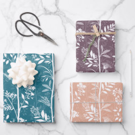 Garten Traum Raffinierte Florale Silhouetten Geschenkpapier Set