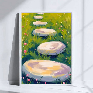 Garten-Trittsteine Aquarellmalerei Poster