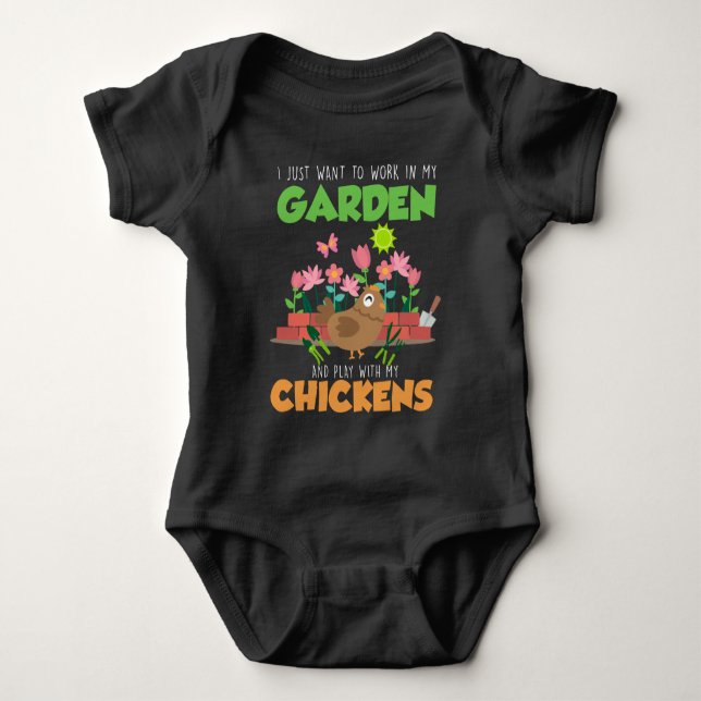 Garten und Hühner Baby Strampler (Vorderseite)