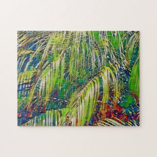 Garten- und Palmenbaum-Tropenkunst-Puzzle Puzzle