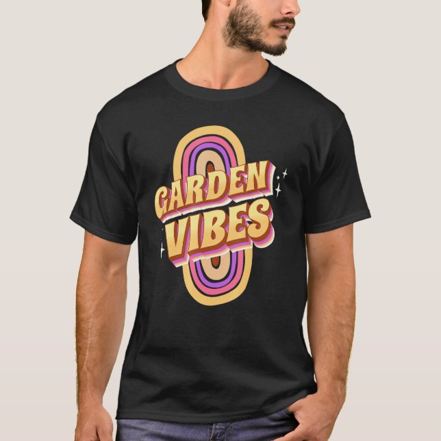 Garten Vibes Cool Retro Regenbogen Garten  Gärtner T-Shirt (Vorderseite)