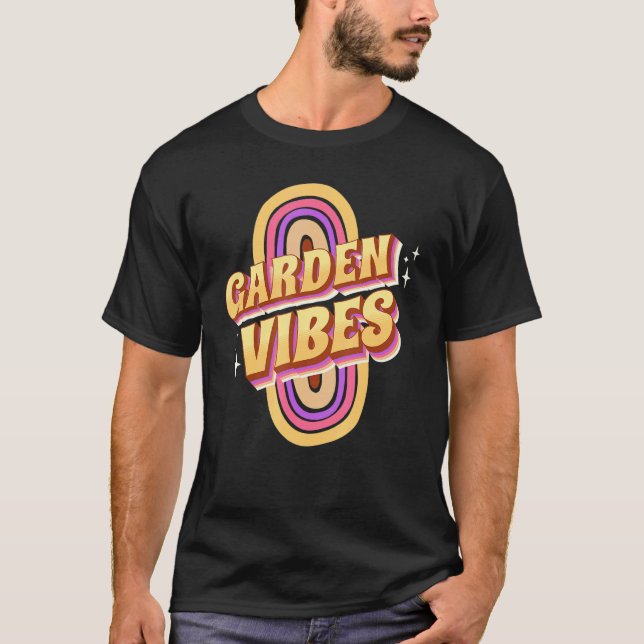 Garten Vibes Cool Retro Regenbogen Garten Gärtner  T-Shirt (Vorderseite)