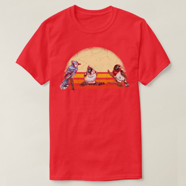 Garten Vögel Retro 1 T-Shirt (Design vorne)