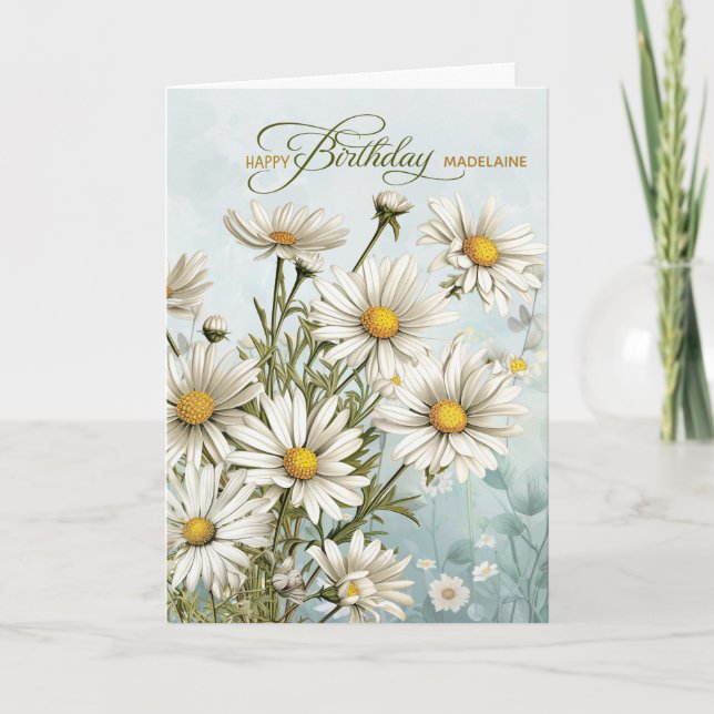 Garten von Daisies mit dem Namen Geburtstag Karte (Vorderseite)