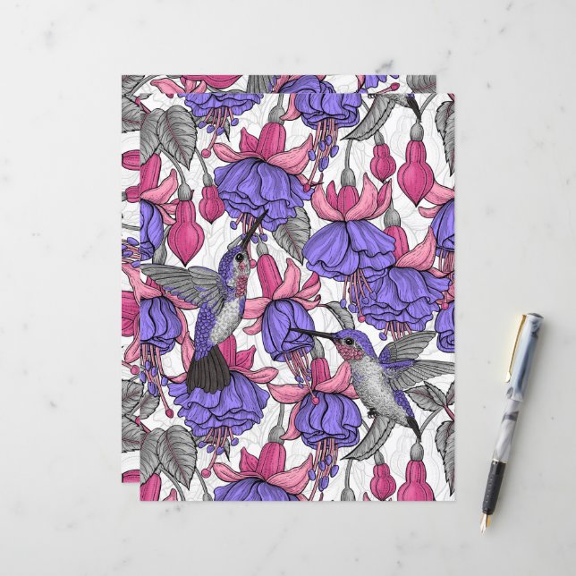 Garten von Hummingvogel, melrose und rosa (Vorderseite/Rückseite Beispiel)