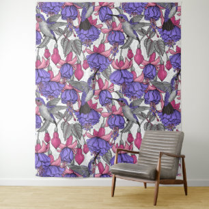 Garten von Hummingvogel, melrose und rosa Wandteppich