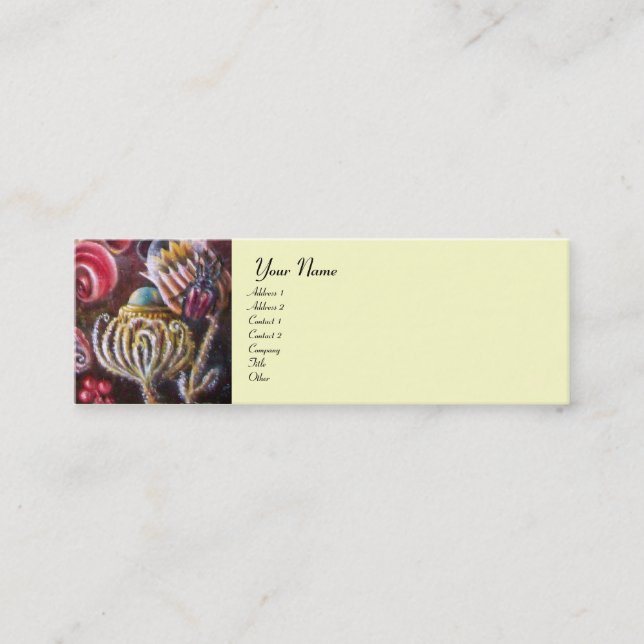 GARTEN VON MELISSA, gelb blau, lila braun Mini Visitenkarte (Vorderseite)