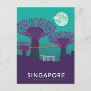 Gärten von Singapur bei Nacht Postkarte