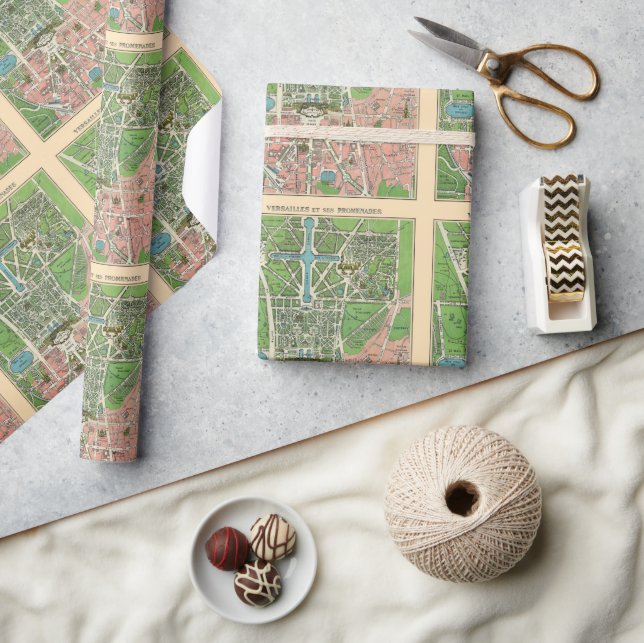 Gärten von Versailles, Vintag 1920 renoviert Geschenkpapier (Kunsthandwerk)