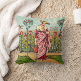Garten wächst Blumen Frau Kunst Antiquität Kissen