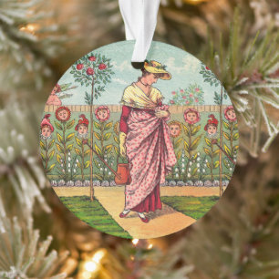 Garten wächst Blumen Frau Kunst Antiquität Ornament