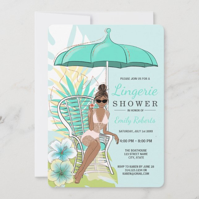 Garten-Wäsche-Duschen-Afroamerikaner-Braut Einladung (Vorderseite)