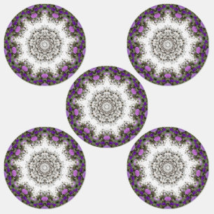 Garten Wasserbrunnen Purple Blumen Mandala Stil Etiketten