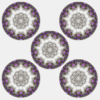 Garten Wasserbrunnen Purple Blumen Mandala Stil Etiketten