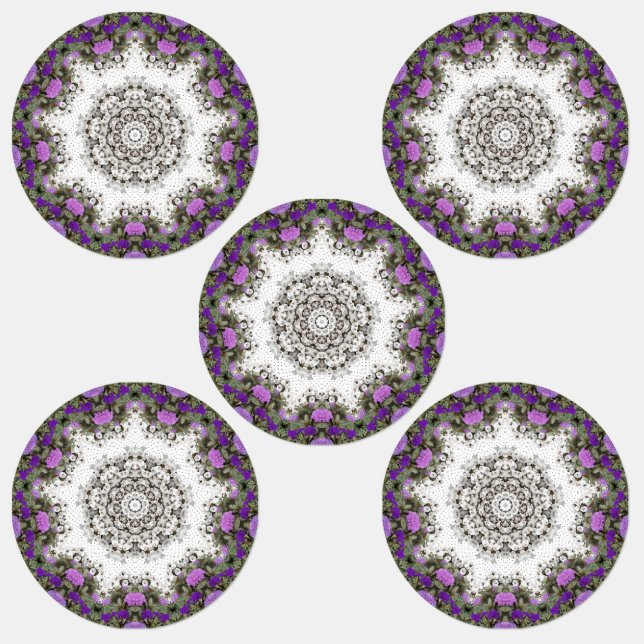 Garten Wasserbrunnen Purple Blumen Mandala Stil Etiketten (Gruppe)