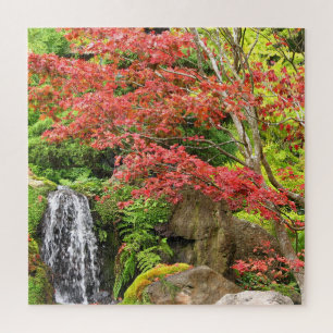 Garten Wasserfall im Herbst Puzzle