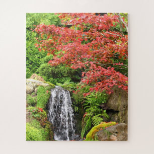 Garten Wasserfall im Herbst Puzzle