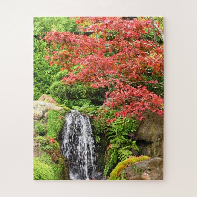 Garten Wasserfall im Herbst Puzzle (Vertikal)