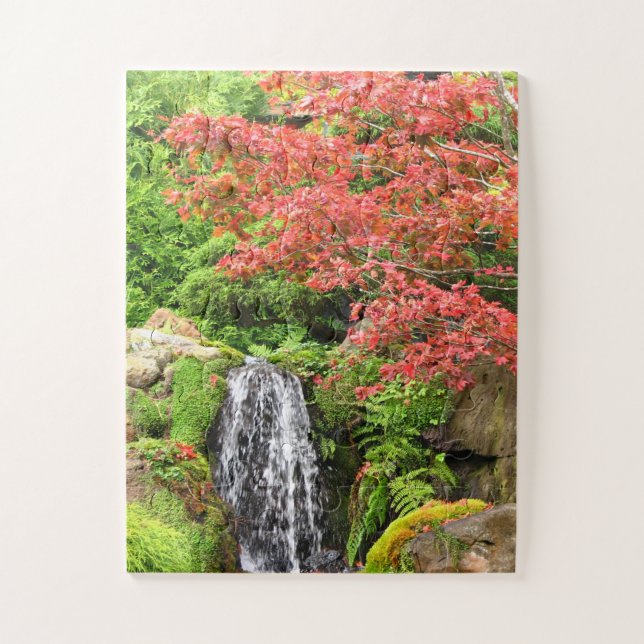 Garten Wasserfall im Herbst Puzzle (Vertikal)