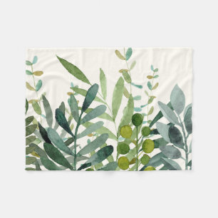 Garten - Wasserfarben Rustikale botanische Blätte Fleecedecke