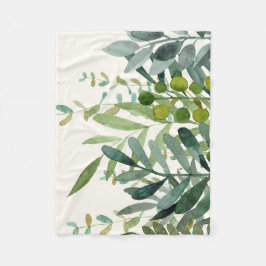 Garten - Wasserfarben Rustikale botanische Blätter Fleecedecke