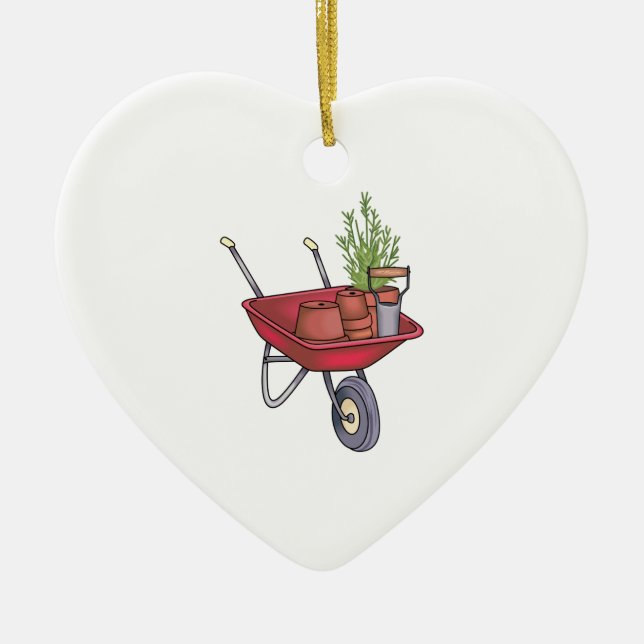 GARTEN WHEELBARROW KERAMIKORNAMENT (Vorne)